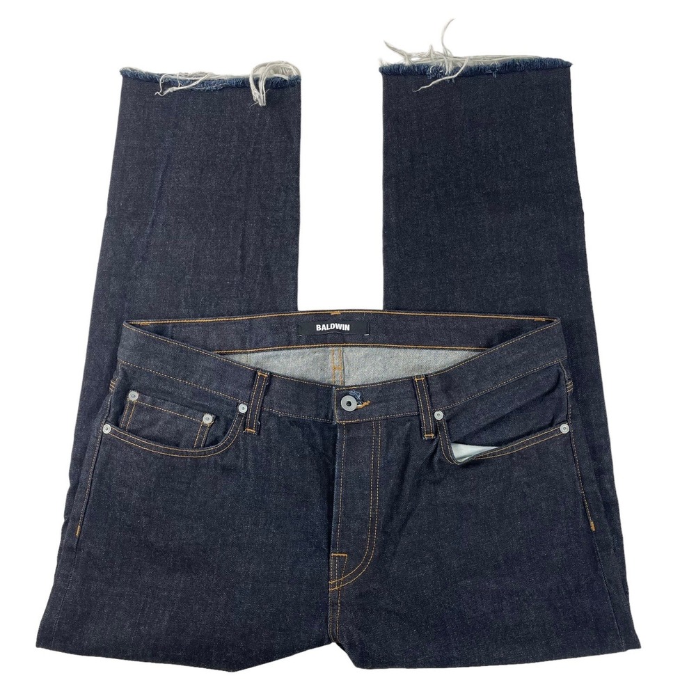 Baldwin The 76 Slim Skinny Japanese Denim Frayed Edge Mens Jean 36x26 Blue